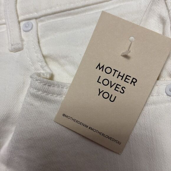 Mother Women's White The Undercover Knee Fray Short Size 24 $228 - Picture 7 of 7